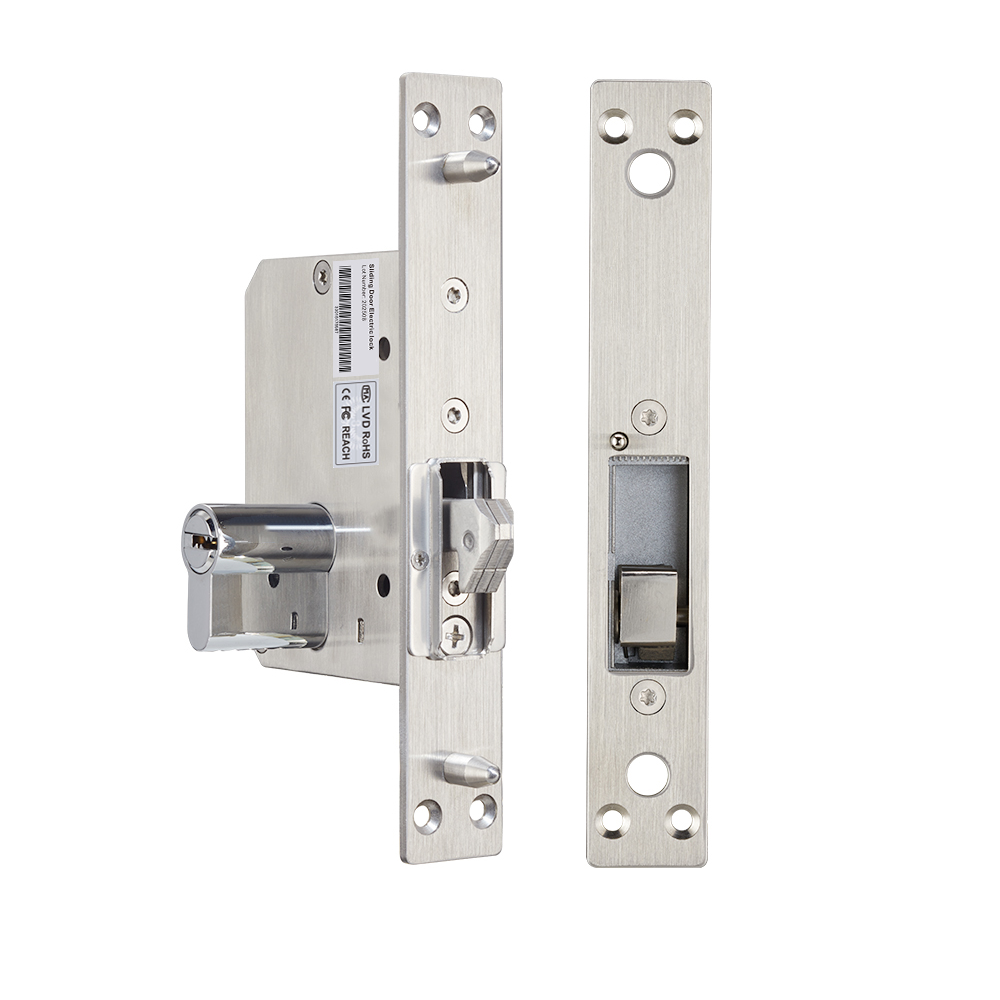 SS-330B ELEKTRISCHES SCHIEBETÜRSCHLOSS / HAKEN / ZYLINDER / 12V DC / FAIL SECURE
