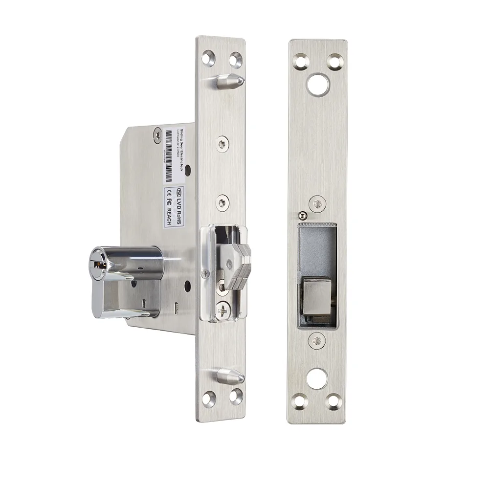SS-330B ELEKTRISCHES SCHIEBETÜRSCHLOSS / HAKEN / ZYLINDER / 12V DC / FAIL SECURE