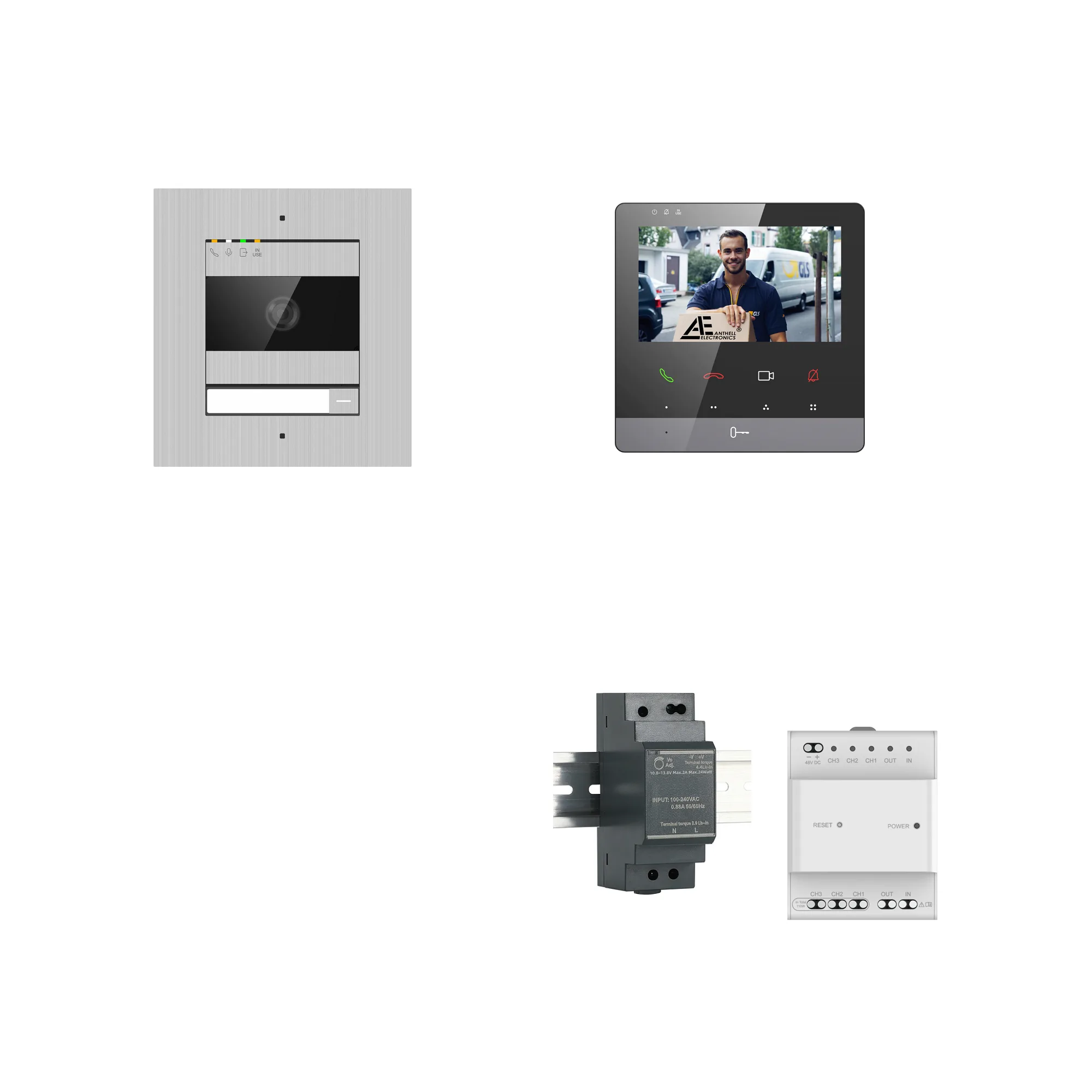 2W-7FVS-4MB-7 / 7-Fam. Video Sprechanlage / Edelstahl / 2-Draht / 2MP Kamera / 4,3" Monitor / Schwarz